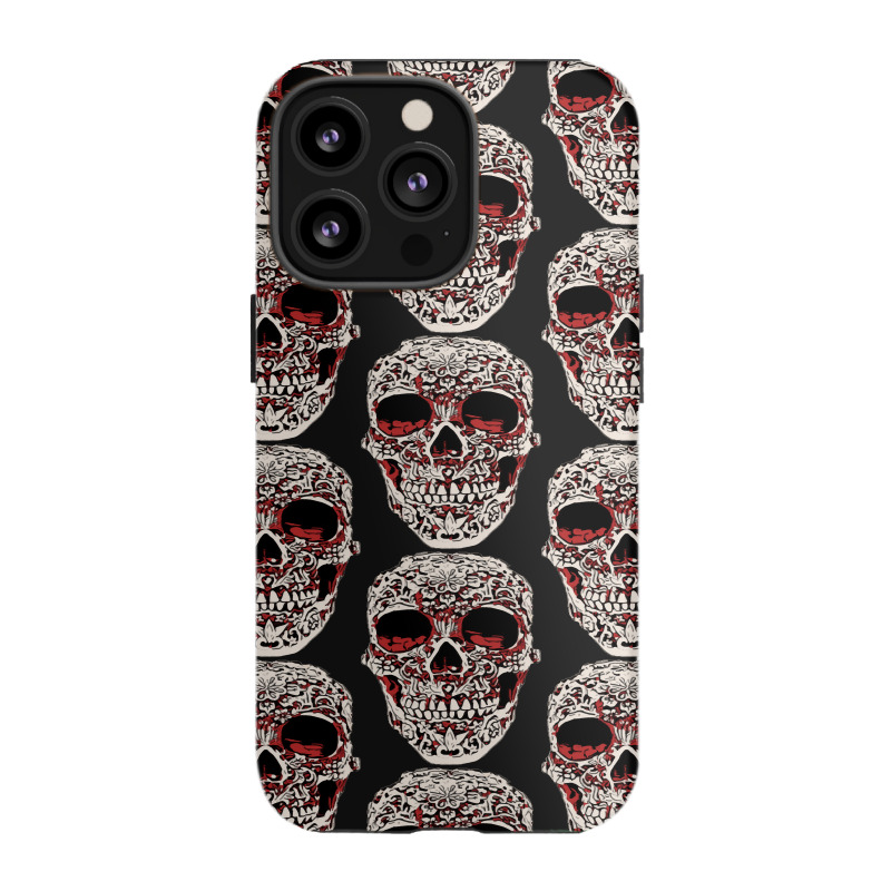 Skull T  Shirt Big Carved Red And White Skeleton Skull Head T  Shirt Iphone 13 Pro Case | Artistshot