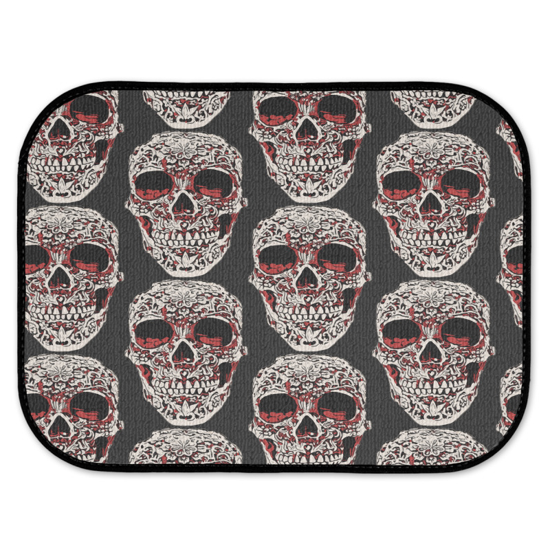 Skull T  Shirt Big Carved Red And White Skeleton Skull Head T  Shirt Rear Car Mat | Artistshot