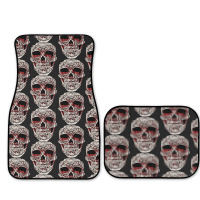 Skull T  Shirt Big Carved Red And White Skeleton Skull Head T  Shirt Full Set Car Mats | Artistshot