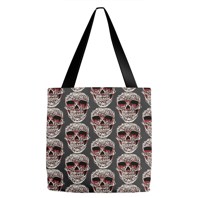 Skull T  Shirt Big Carved Red And White Skeleton Skull Head T  Shirt Tote Bags | Artistshot