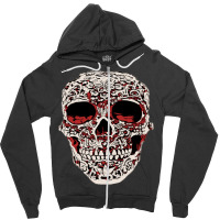 Skull T  Shirt Big Carved Red And White Skeleton Skull Head T  Shirt Zipper Hoodie | Artistshot