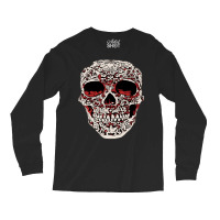 Skull T  Shirt Big Carved Red And White Skeleton Skull Head T  Shirt Long Sleeve Shirts | Artistshot