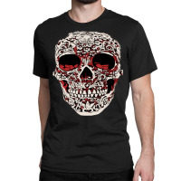 Skull T  Shirt Big Carved Red And White Skeleton Skull Head T  Shirt Classic T-shirt | Artistshot