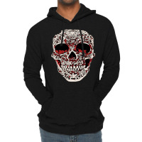 Skull T  Shirt Big Carved Red And White Skeleton Skull Head T  Shirt Lightweight Hoodie | Artistshot