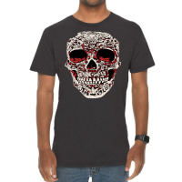 Skull T  Shirt Big Carved Red And White Skeleton Skull Head T  Shirt Vintage T-shirt | Artistshot