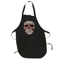 Skull T  Shirt Big Carved Red And White Skeleton Skull Head T  Shirt Full-length Apron | Artistshot