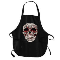 Skull T  Shirt Big Carved Red And White Skeleton Skull Head T  Shirt Medium-length Apron | Artistshot