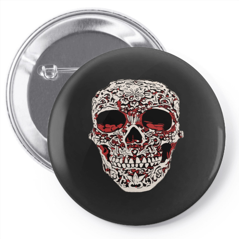 Skull T  Shirt Big Carved Red And White Skeleton Skull Head T  Shirt Pin-back Button | Artistshot