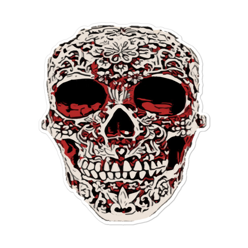 Skull T  Shirt Big Carved Red And White Skeleton Skull Head T  Shirt Sticker | Artistshot