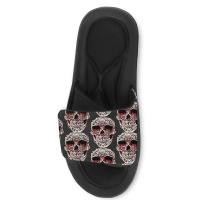 Skull T  Shirt Big Carved Red And White Skeleton Skull Head T  Shirt Slide Sandal | Artistshot