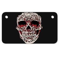 Skull T  Shirt Big Carved Red And White Skeleton Skull Head T  Shirt Motorcycle License Plate | Artistshot