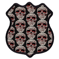 Skull T  Shirt Big Carved Red And White Skeleton Skull Head T  Shirt Shield Patch | Artistshot