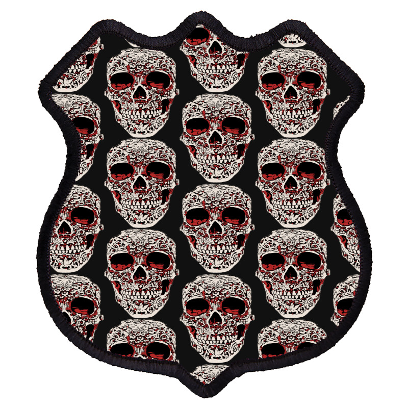 Skull T  Shirt Big Carved Red And White Skeleton Skull Head T  Shirt Shield Patch | Artistshot