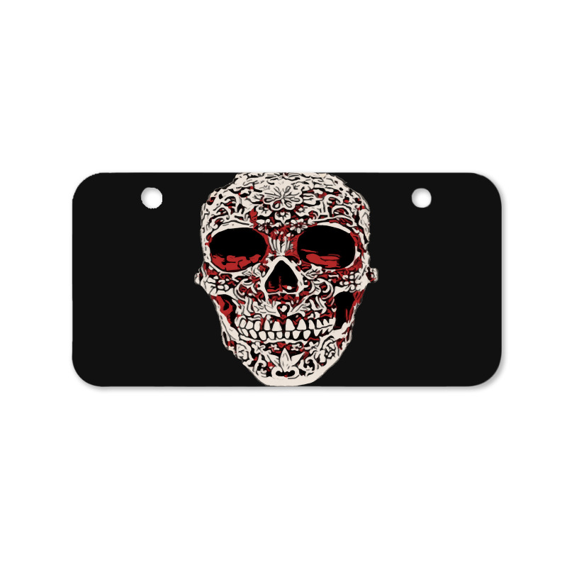 Skull T  Shirt Big Carved Red And White Skeleton Skull Head T  Shirt Bicycle License Plate | Artistshot