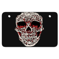 Skull T  Shirt Big Carved Red And White Skeleton Skull Head T  Shirt Atv License Plate | Artistshot