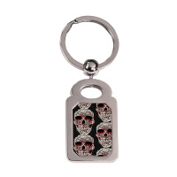 Skull T  Shirt Big Carved Red And White Skeleton Skull Head T  Shirt Silver Rectangle Keychain | Artistshot