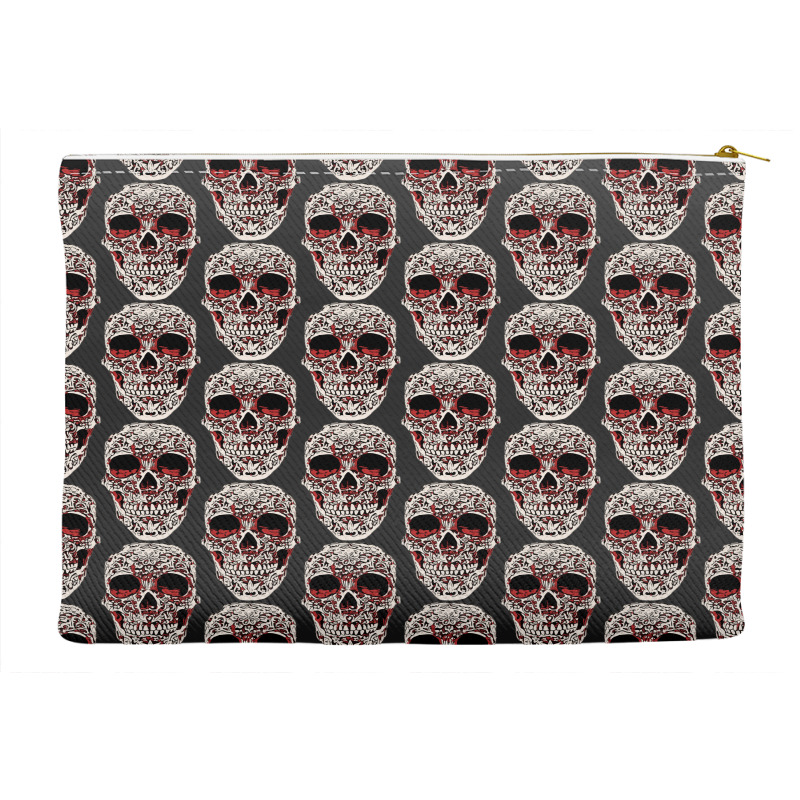 Skull T  Shirt Big Carved Red And White Skeleton Skull Head T  Shirt Accessory Pouches | Artistshot