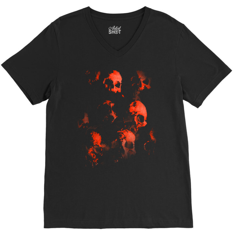 Skulls T  Shirt Wall Of Evil Hellish Skulls T  Shirt V-neck Tee | Artistshot