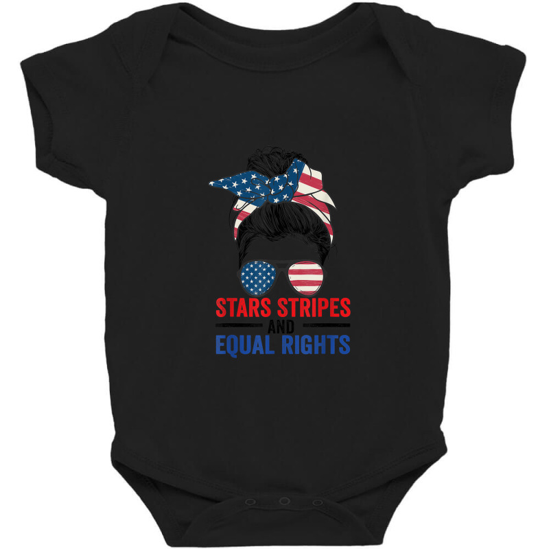 Stars Stripes And Equal Rights Messy Bun Baby Bodysuit | Artistshot