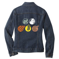 Life Components Brick, Wood, Rock, Wheat, Sheep Ladies Denim Jacket | Artistshot