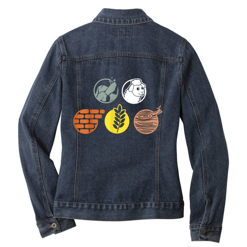 Life Components Brick, Wood, Rock, Wheat, Sheep Ladies Denim Jacket by RomanMikolyants | Artistshot