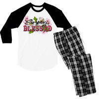 Simply Blessed With Flowers Men's 3/4 Sleeve Pajama Set | Artistshot