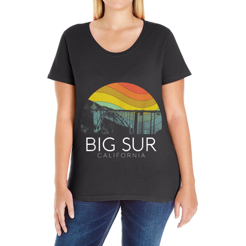 Big Sur California Beach Central Coast Retro Forest Camping T-shirt Ladies Curvy T-Shirt by cm-arts | Artistshot