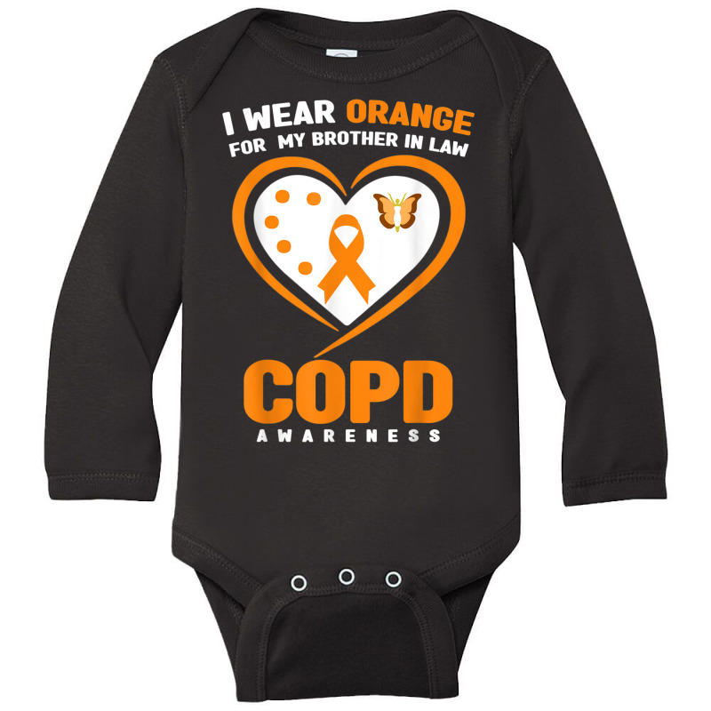 I Wear Orange For My Brother In Law Copd Awareness Long Sleeve Baby Bodysuit by Tshirts | Artistshot