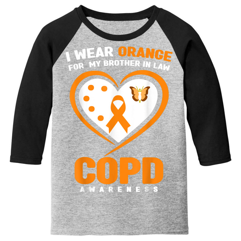 I Wear Orange For My Brother In Law Copd Awareness Youth 3/4 Sleeve by Tshirts | Artistshot