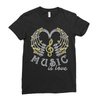 Music Is Love With Music Notes Rhinestones Tee For Woman T Shirt Ladies Fitted T-shirt | Artistshot