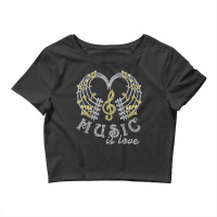 Music Is Love With Music Notes Rhinestones Tee For Woman T Shirt Crop Top | Artistshot