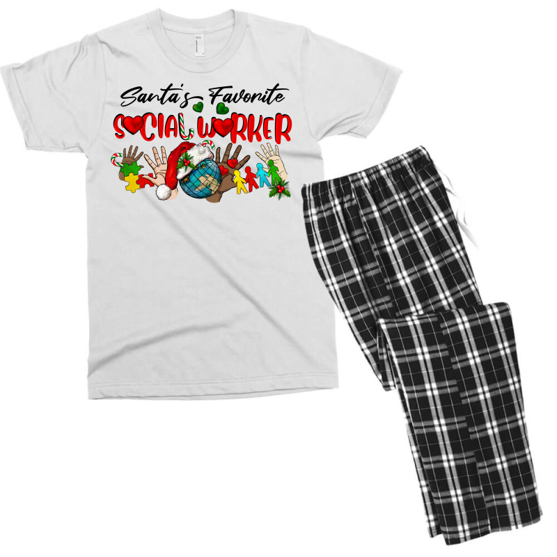 Santa's Favorite Social Worker Men's T-shirt Pajama Set | Artistshot