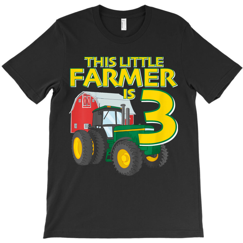 Kids 3 Year Old Green Farm Tractor Birthday Party Farmer 3rd Gift T-shirt | Artistshot