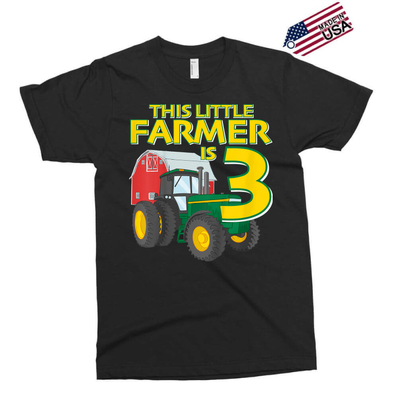 Kids 3 Year Old Green Farm Tractor Birthday Party Farmer 3rd Gift Exclusive T-shirt | Artistshot