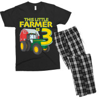 Kids 3 Year Old Green Farm Tractor Birthday Party Farmer 3rd Gift Men's T-shirt Pajama Set | Artistshot