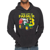 Kids 3 Year Old Green Farm Tractor Birthday Party Farmer 3rd Gift Vintage Hoodie | Artistshot