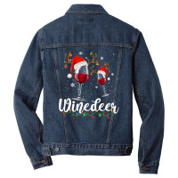 Funny Reindeer Wine For Christmas Party T  Shirt Winedeer   Funny Rein Men Denim Jacket | Artistshot