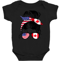 Womens Half American Half Canadian Messy Bun Heritage Canada Usa Baby Bodysuit | Artistshot