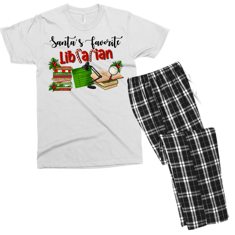 Santa's Favorite Librarian Men's T-shirt Pajama Set | Artistshot