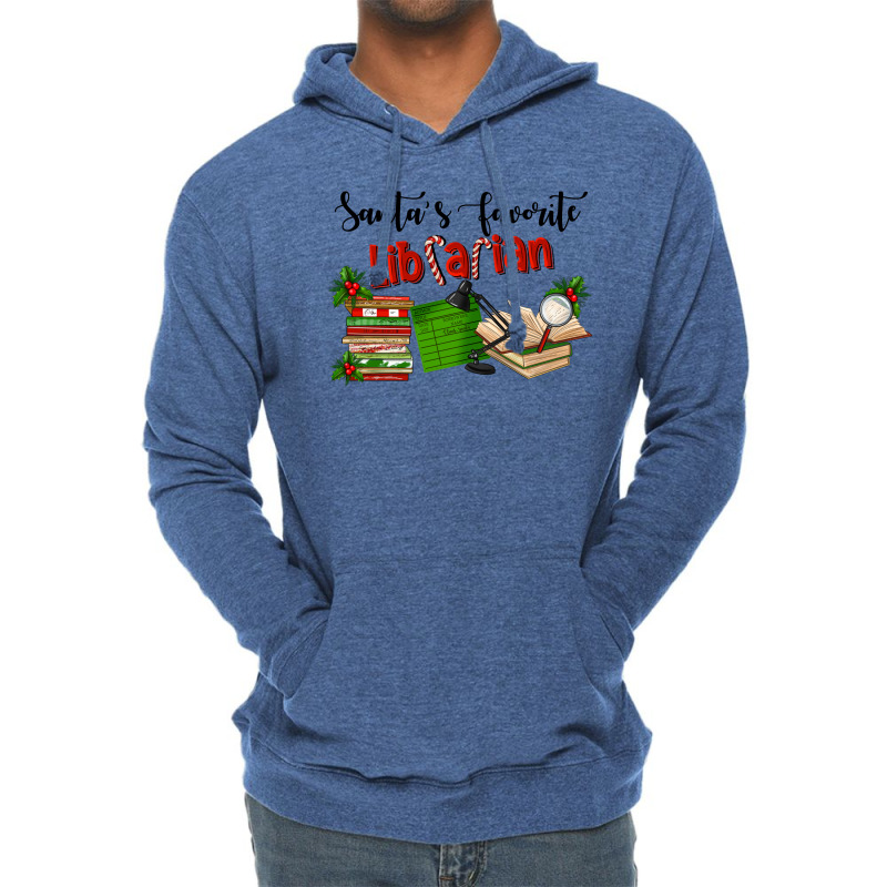 Santa's Favorite Librarian Lightweight Hoodie | Artistshot
