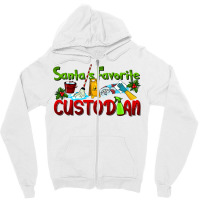 Santa's Favorite Custodian Zipper Hoodie | Artistshot