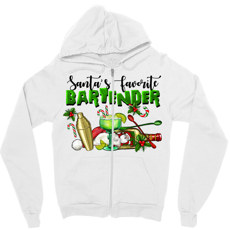 Santa's Favorite Bartender Zipper Hoodie | Artistshot