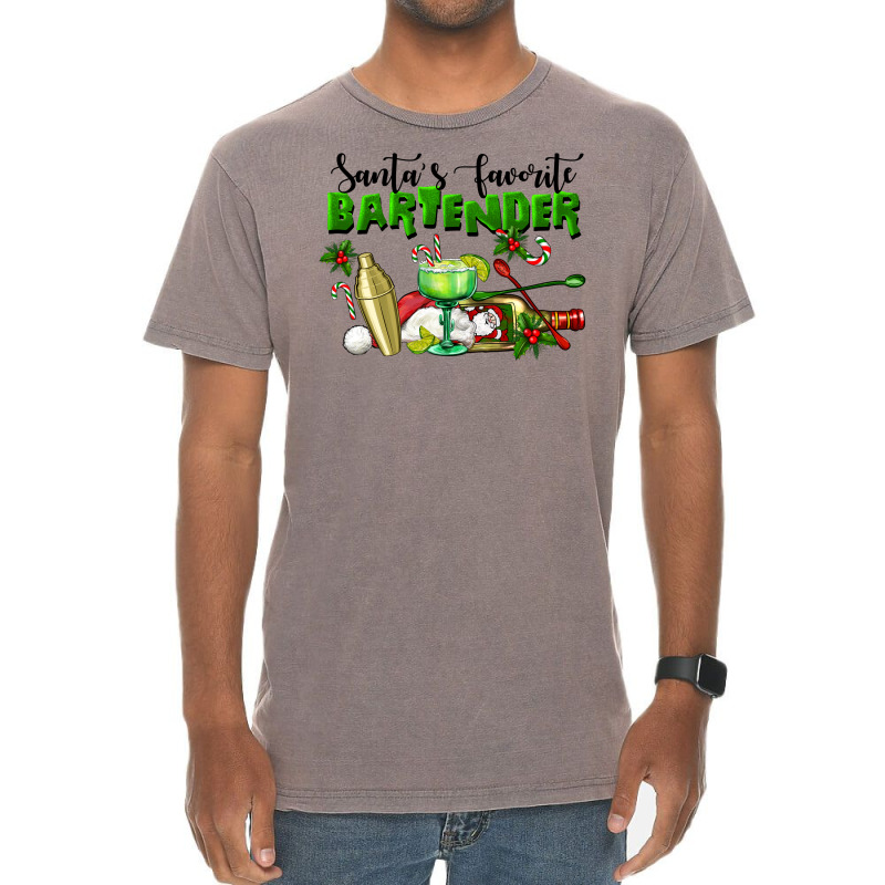 Santa's Favorite Bartender Vintage T-shirt | Artistshot