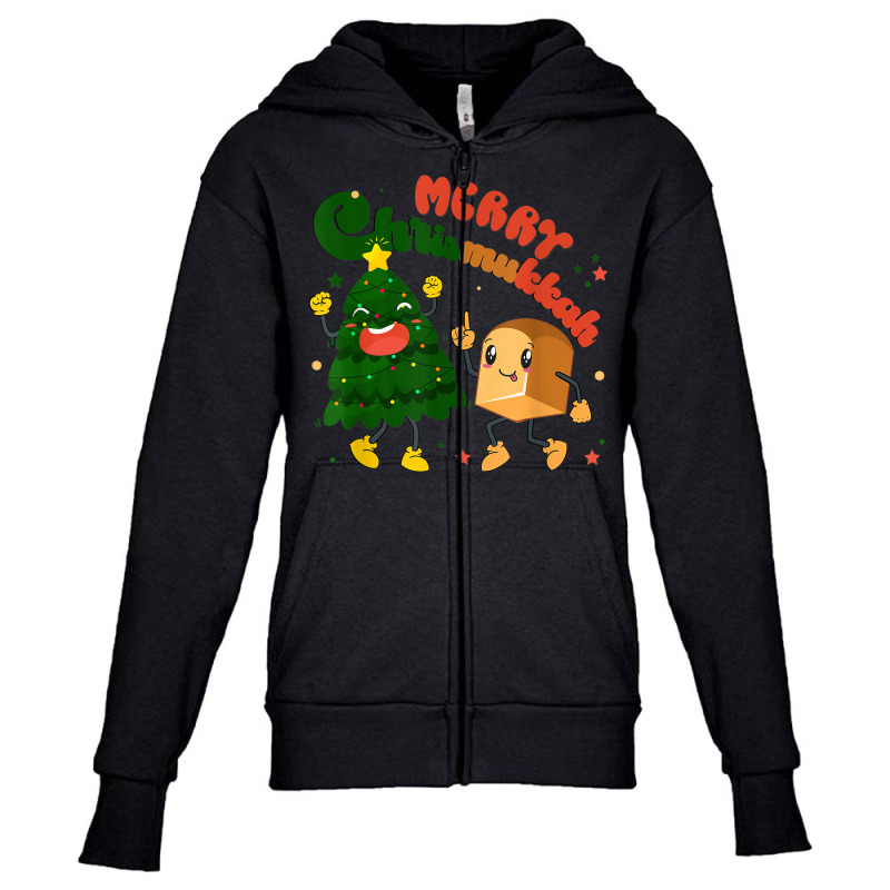 Groovy Merry Chrismukkah Happy Hanukkah Jewish Holiday Youth Zipper Hoodie | Artistshot