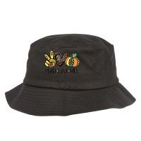 Peace Love Fall Vibes Pumkin Season Spooky Season Halloween Bucket Hat | Artistshot