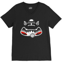 A-10 Thunderbolt Ii Warthog Nose Art Shark Mouth Vulcan V-neck Tee | Artistshot