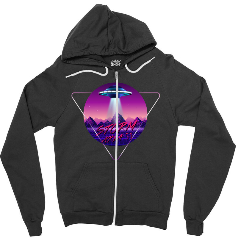 Storm Area 51 Vaporrwave Zipper Hoodie | Artistshot