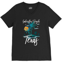 Family Vacation Retro Sunset Texas Galveston Beach V-neck Tee | Artistshot