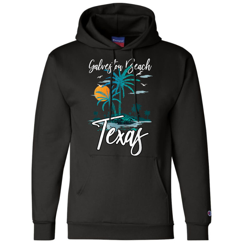 Family Vacation Retro Sunset Texas Galveston Beach Champion Hoodie by FrancesTiffany | Artistshot