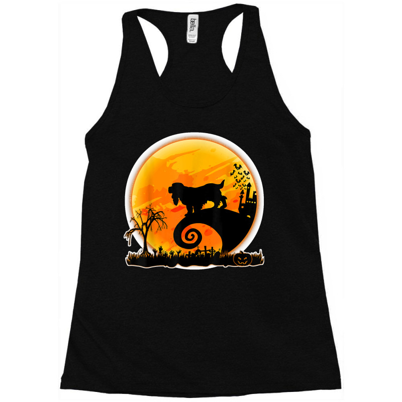 Cocker Spaniel Dog Scary And Moon Funny Halloween Costume Racerback Tank by MICHAELFRANCISSMITH | Artistshot